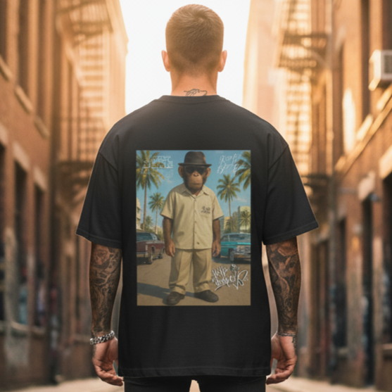 T-shirt streetwear oversize Hello Monkeys "Chicanos" – Coton doux, style été – White – Hello Monkeys (streetwear, streetwear large, t-shirt,