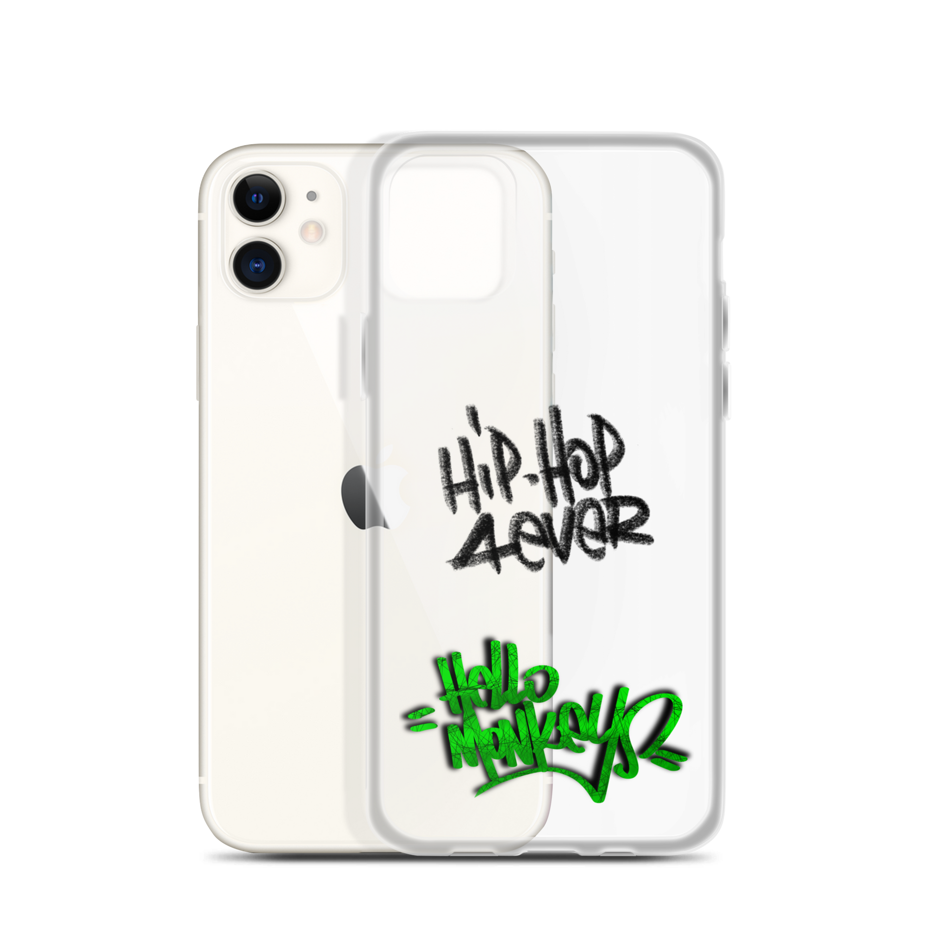 Coque transparente pour iPhone Hello Monkeys Hip Hop 4 Ever, design streetwear