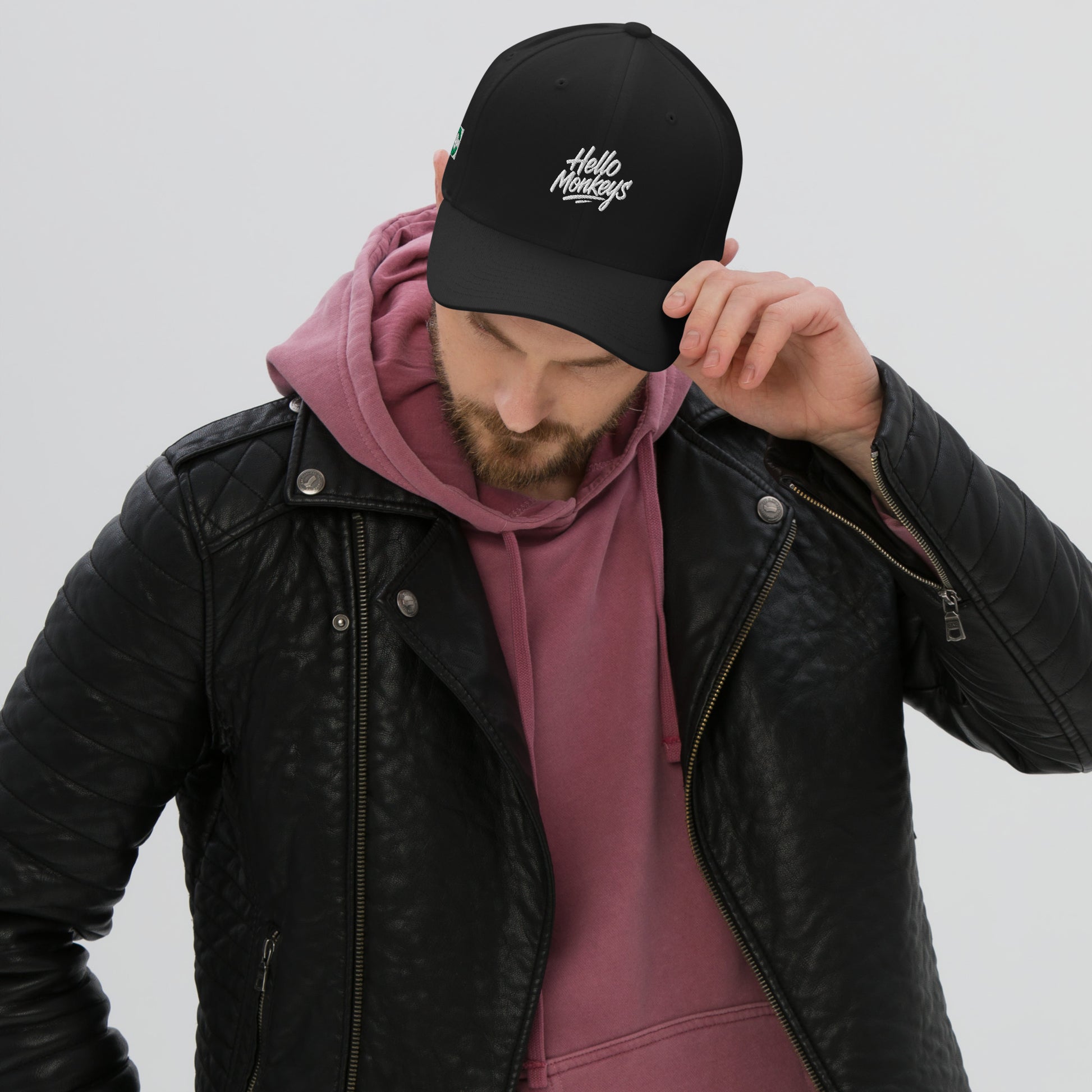 Casquette structurée en sergé couleur Hello Monkeys, style streetwear