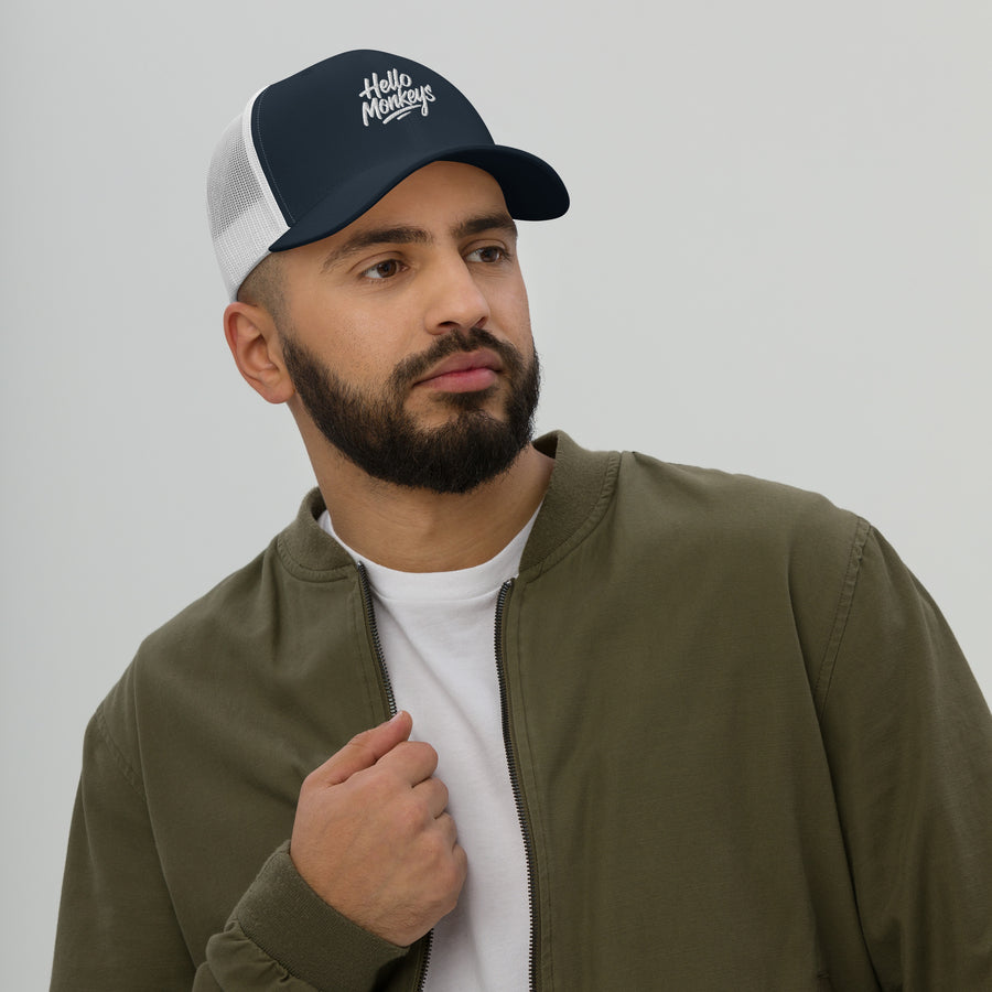 Casquette trucker streetwear Hello Monkeys – Ajustable et respirante – Noir – Hello Monkeys (streetwear, casquette, trucker, ajustable, resp