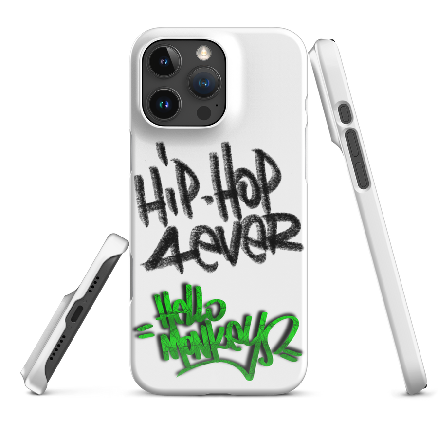 Coque iPhone fine Hello Monkeys "Hip Hop 4 Ever" – Streetwear minimaliste – Glossy – Hello Monkeys (streetwear, hip-hop, coque iPhone, fine)