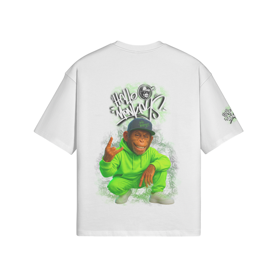 T-shirt oversize Hello Monkeys "HH 4 Ever" Clair – Streetwear hip-hop coupe large – White – Hello Monkeys (streetwear, hip-hop, streetwear l