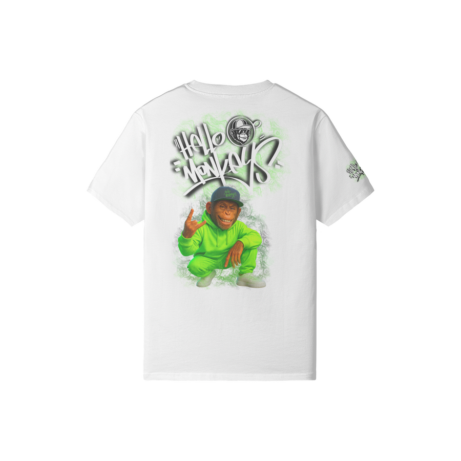T-shirt ajusté femme Hello Monkeys "HH 4 Ever" clair – Streetwear hip-hop coupe slim – White – Hello Monkeys (streetwear, hip-hop, streetwea