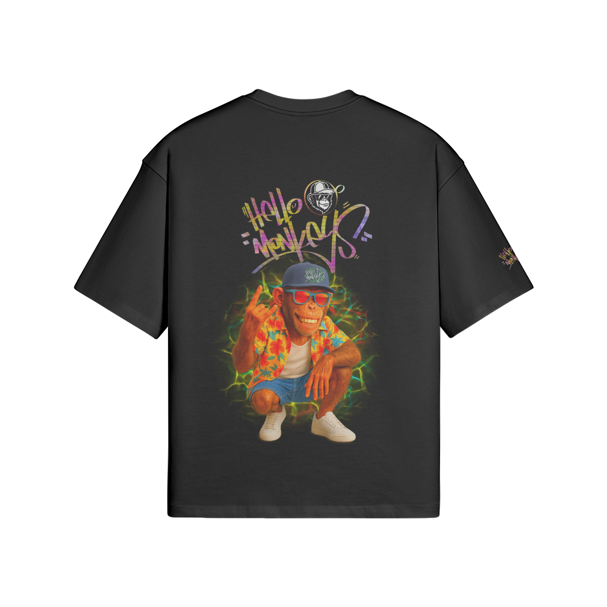 T-shirt oversize Hello Monkeys SUMMER en coton doux pour un look streetwear d'été
