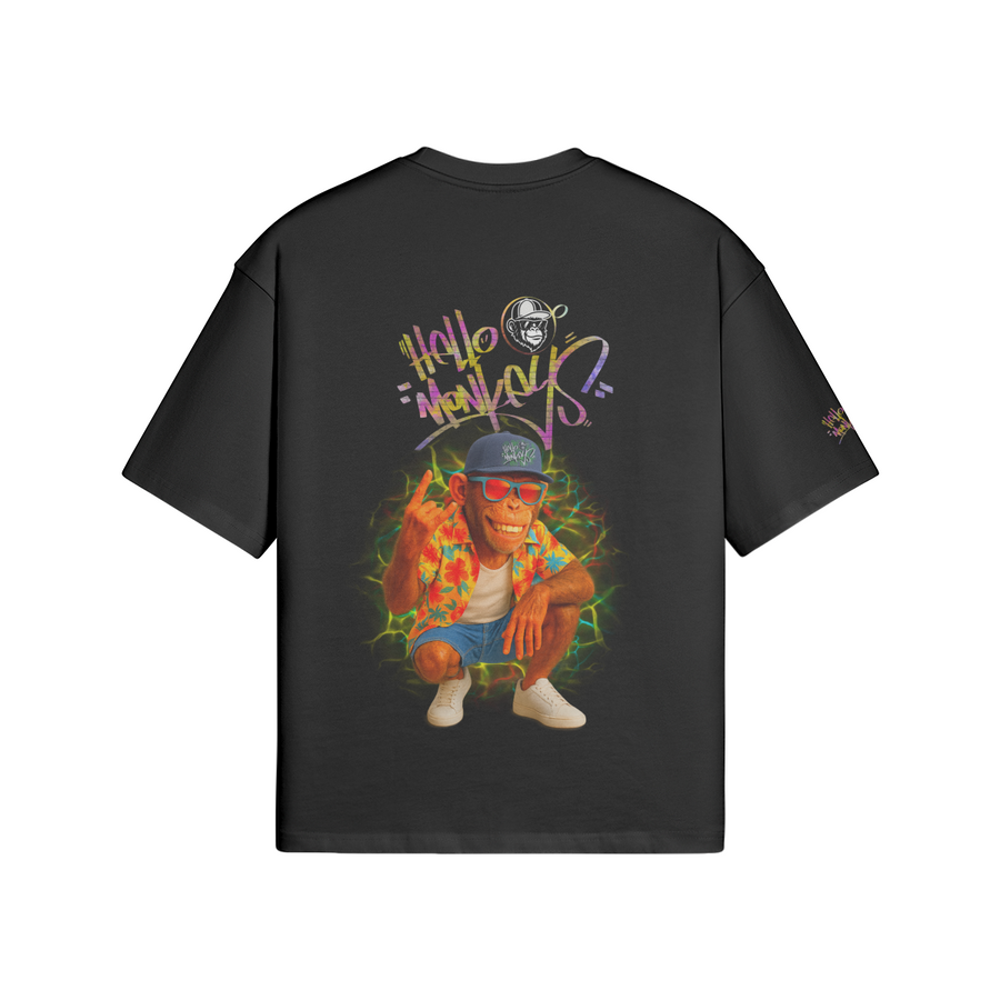 T-shirt streetwear oversize Hello Monkeys "SUMMER" – Coton doux, style été – White – Hello Monkeys (streetwear, streetwear large, t-shirt, c