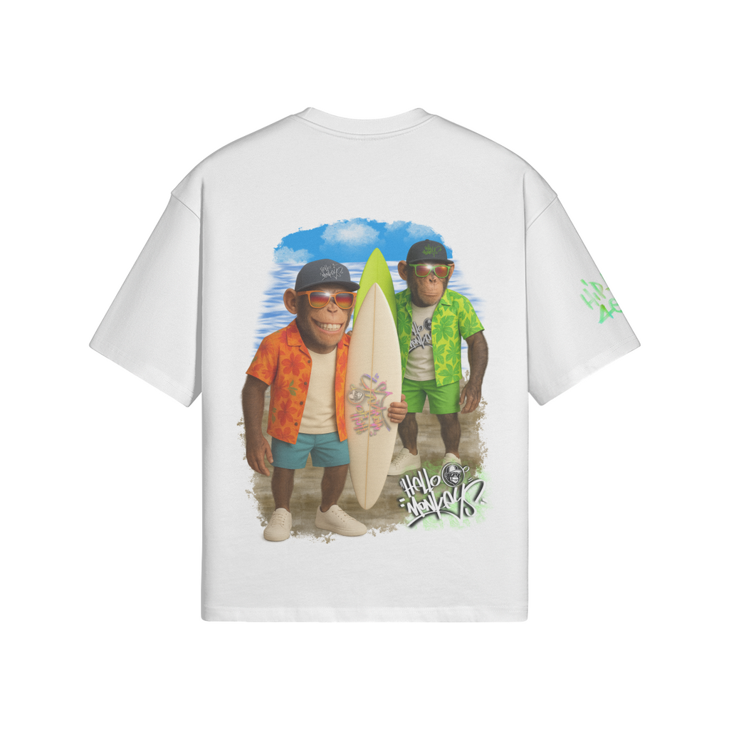 T-shirt oversize Hello Monkeys SUMMER en coton doux pour un look streetwear d'été
